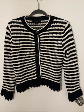 Striped Button-Front Cardigan